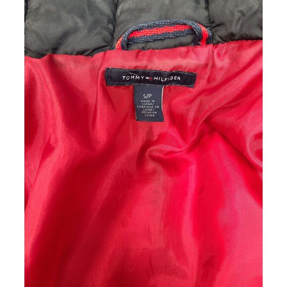 Tommy Hilfiger Black Puffer Jacket Women's S/P Down Fill Quilted Coat Red - Picture 3 of 6